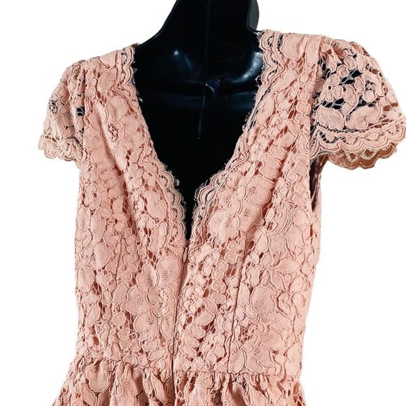 ERIN by Erin Fetherston Peach Alicia Floral Lace Fit Flare Mini Dress Sz 4 - Picture 7 of 14